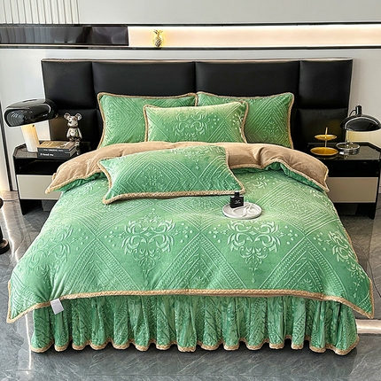 91家纺网 家纺一手货源 找家纺 （总）（买家秀爆款不断货）A类母婴级8D牛奶雕花绒四件套珊瑚绒四件套雪花绒四件套花卉雕花牛奶绒四件套北欧风