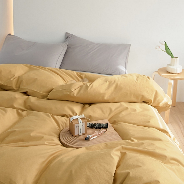 91家纺网 家纺一手货源 找家纺 2025春夏新款40支纯色彩虹糖单品系列单品被套 彩虹-姜黄