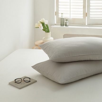 春夏新款40支纯色彩虹糖系列单品枕套 彩虹-清灰