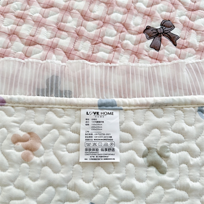 91家纺网 家纺一手货源 找家纺 岚吉 2025新款精梳棉珍珠棉小仙女款床盖三件套 蝶恋曲-豆沙