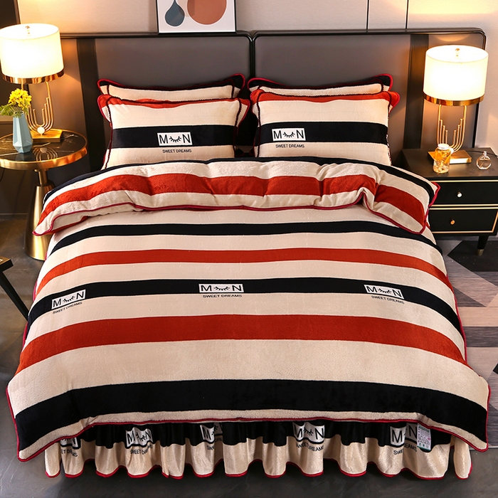 91家纺网 家纺一手货源 找家纺 （买家秀 爆款不断货）A类母婴级牛奶绒四件套珊瑚绒四件套雪花绒四件套牛奶绒床裙四件套法莱绒床裙四件套 花边-裸婚时代