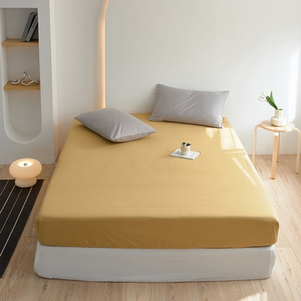 2025春夏新款40支纯色彩虹糖系列单品床笠 彩虹-姜黄