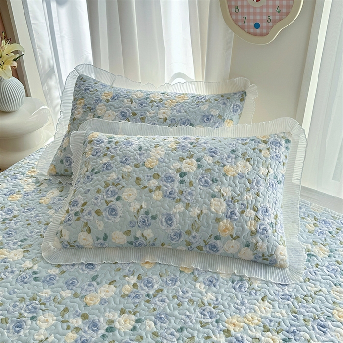 91家纺网 家纺一手货源 找家纺 岚吉 2025新款精梳棉珍珠棉小仙女款床盖三件套 梦入花香