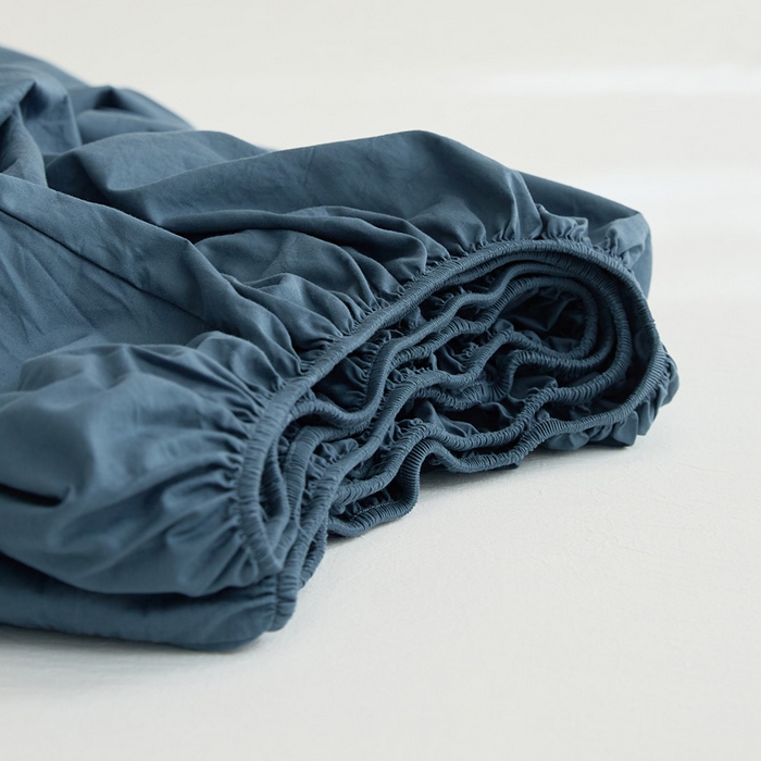 91家纺网 家纺一手货源 找家纺 2025春夏新款40支纯色彩虹糖系列单品床笠 彩虹-海军蓝