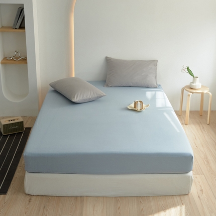 2025春夏新款40支纯色彩虹糖系列单品床笠 彩虹-光蓝