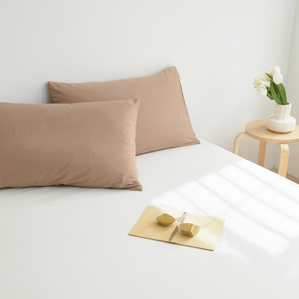 春夏新款40支纯色彩虹糖系列单品枕套 彩虹-咖