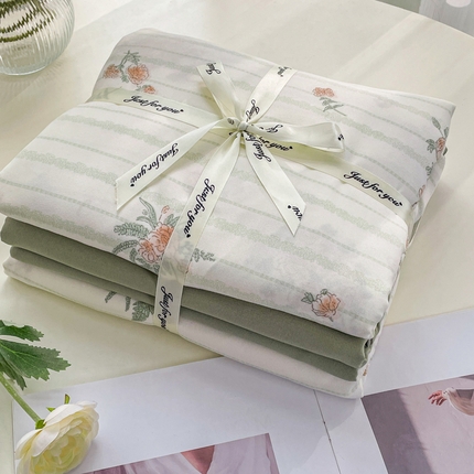 91家纺网 家纺一手货源 找家纺 （总）仟网汇 2025新款有氧针织棉双层纱系列四件套--叠拍图