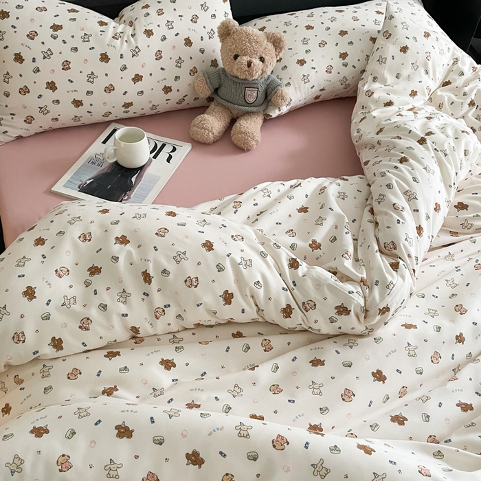 91家纺网 家纺一手货源 找家纺 仟网汇 2025新款有氧针织棉双层纱系列四件套--床拍图 汪汪队