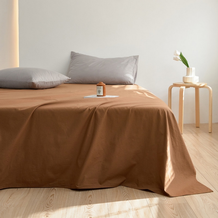 91家纺网 家纺一手货源 找家纺 40支纯色彩虹糖系列单品床单 彩虹-焦茶