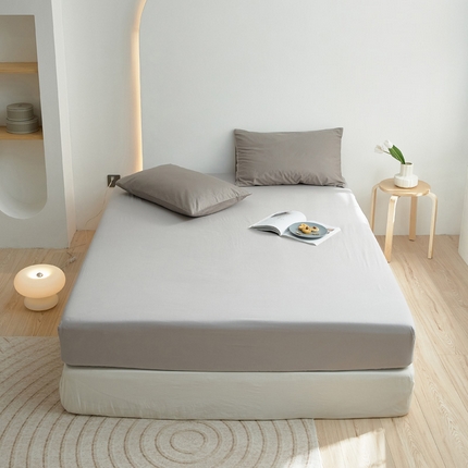 91家纺网 家纺一手货源 找家纺 2025春夏新款40支纯色彩虹糖系列单品床笠 彩虹-清灰