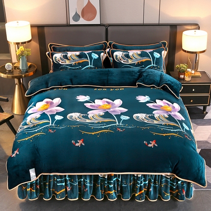 91家纺网 家纺一手货源 找家纺 （总）（买家秀 爆款不断货）A类母婴级牛奶绒四件套珊瑚绒四件套雪花绒四件套牛奶绒床裙四件套法莱绒床裙四件套