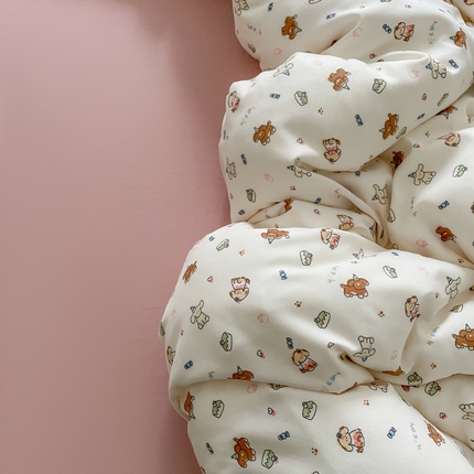 91家纺网 家纺一手货源 找家纺 仟网汇 2025新款有氧针织棉双层纱系列四件套--床拍图 汪汪队