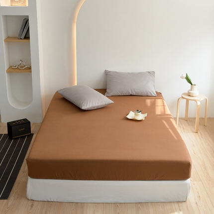 2025春夏新款40支纯色彩虹糖系列单品床笠 彩虹-焦茶