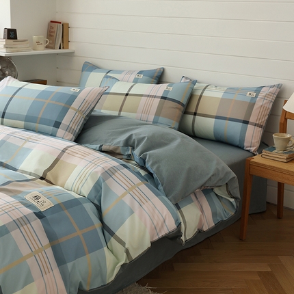 91家纺网 家纺一手货源 找家纺 （总）富瑞阁 2024新款全棉无印条格系列四件套