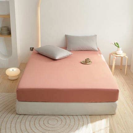 91家纺网 家纺一手货源 找家纺 2025春夏新款40支纯色彩虹糖系列单品床笠 彩虹-绯红