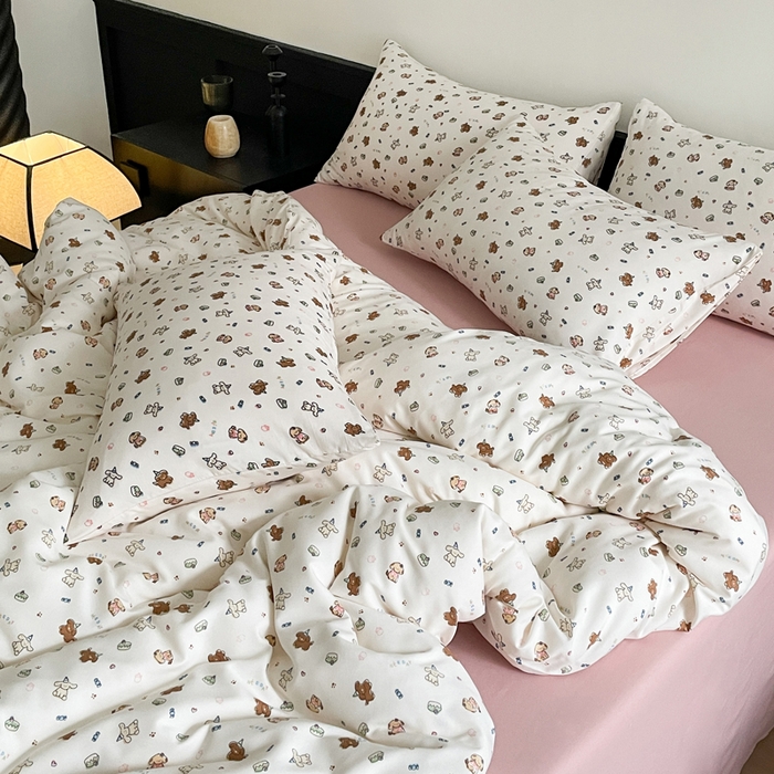 91家纺网 家纺一手货源 找家纺 仟网汇 2025新款有氧针织棉双层纱系列四件套--床拍图 汪汪队