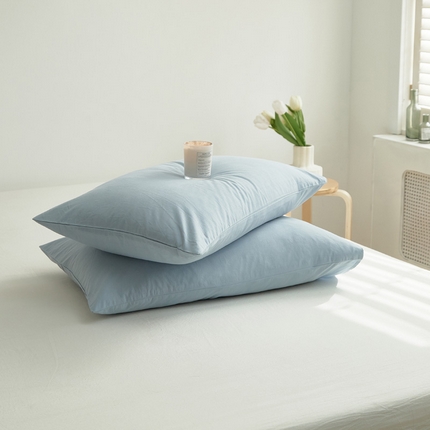 春夏新款40支纯色彩虹糖系列单品枕套 彩虹-光蓝