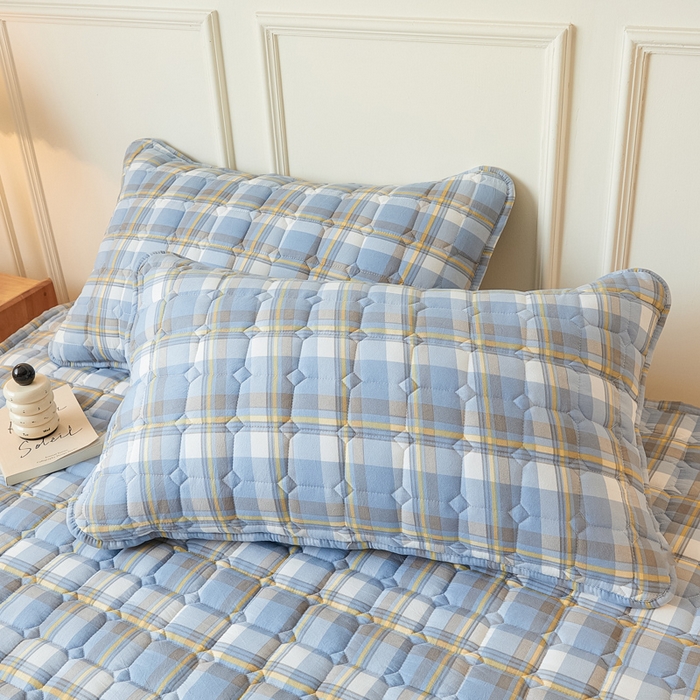 91家纺网 家纺一手货源 找家纺 恋绒家纺 2025新款无印风水洗棉防水款床褥隔尿垫床褥护理垫床垫 蓝灰格