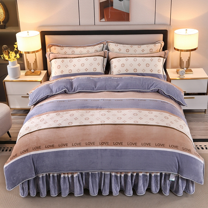 91家纺网 家纺一手货源 找家纺 （买家秀 爆款不断货）A类母婴级牛奶绒四件套珊瑚绒四件套雪花绒四件套牛奶绒床裙四件套法莱绒床裙四件套 花边-简单生活