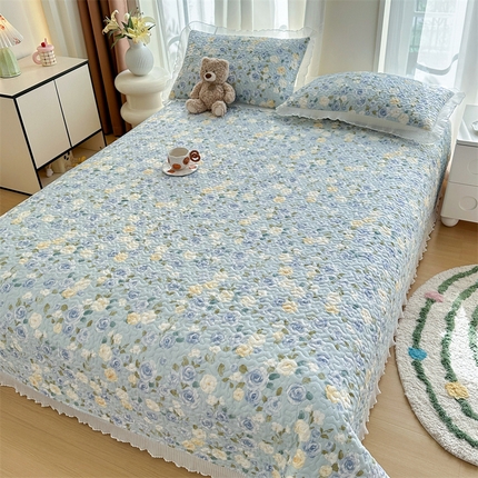 91家纺网 家纺一手货源 找家纺 （总）岚吉 2025新款精梳棉珍珠棉小仙女款床盖三件套