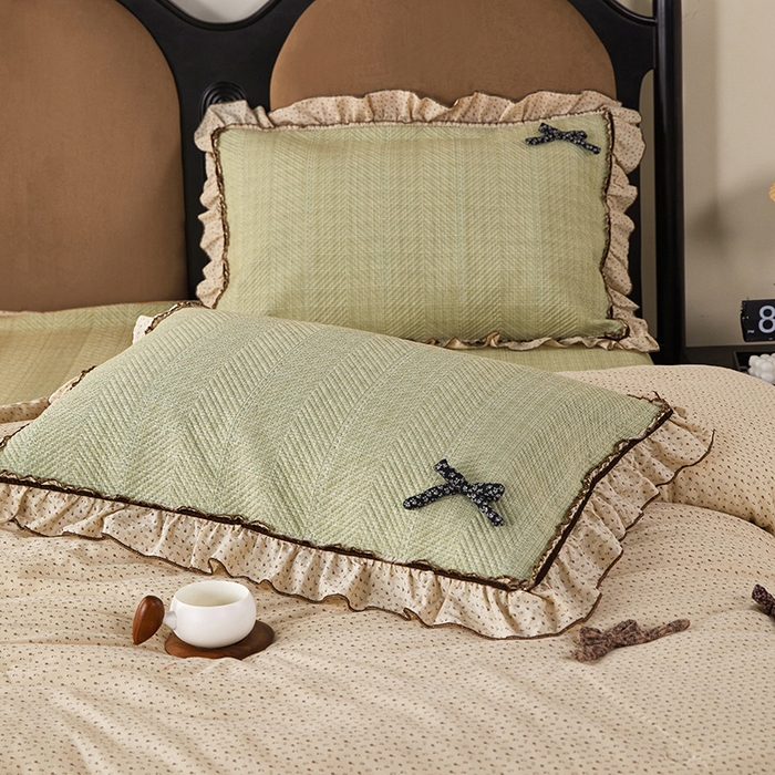 91家纺网 家纺一手货源 找家纺 优希家纺 2025新款小艺生活纱布印花多功能夏被四件套 绿色