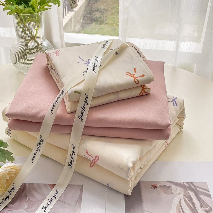 91家纺网 家纺一手货源 找家纺 一比一家纺 2025新款有氧针织棉双层纱系列四件套-叠拍图 五彩斑斓