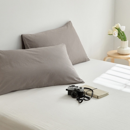 春夏新款40支纯色彩虹糖系列单品枕套 彩虹-咖灰