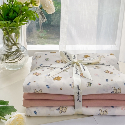 91家纺网 家纺一手货源 找家纺 （总）一比一家纺 2025新款有氧针织棉双层纱系列四件套-叠拍图