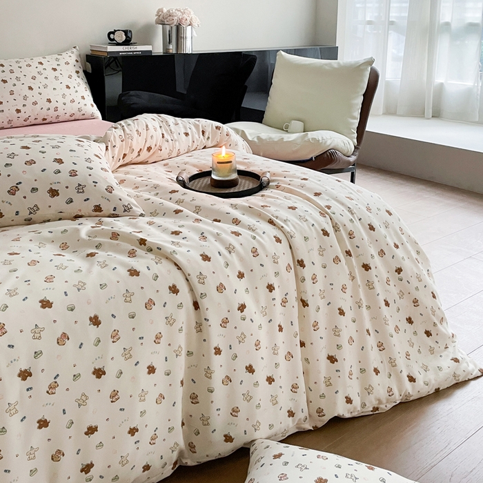 91家纺网 家纺一手货源 找家纺 仟网汇 2025新款有氧针织棉双层纱系列四件套--床拍图 汪汪队