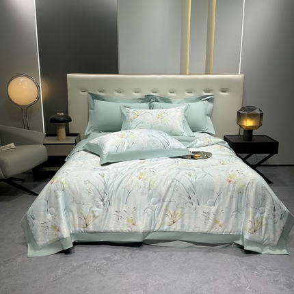 2025新款A类凉感水洗冰丝夏被四件套轻奢时尚 夏被-初夏