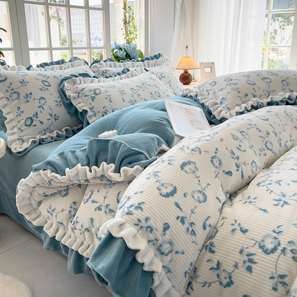 91家纺网 家纺一手货源 找家纺 （总）（买家秀 爆款不断货）A类母婴级法式牛奶绒雕花四件套珊瑚绒小香风牛奶绒四件套雪花绒四件套雕花绒四件套