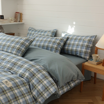 91家纺网 家纺一手货源 找家纺 （总）富瑞阁 2024新款全棉无印条格系列四件套