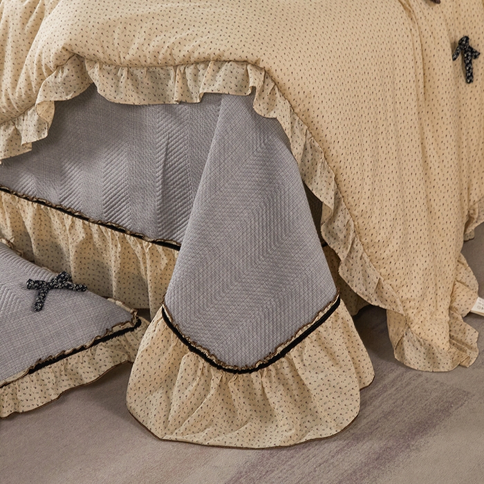 91家纺网 家纺一手货源 找家纺 优希家纺 2025新款小艺生活纱布印花多功能夏被四件套 咖色