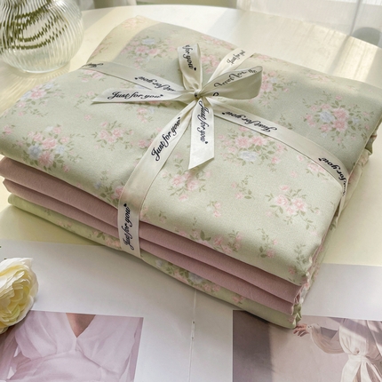 91家纺网 家纺一手货源 找家纺 （总）仟网汇 2025新款有氧针织棉双层纱系列四件套--叠拍图