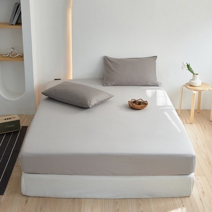 91家纺网 家纺一手货源 找家纺 2025春夏新款40支纯色彩虹糖系列单品床笠 彩虹-蜜灰