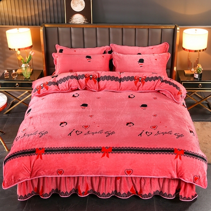 91家纺网 家纺一手货源 找家纺 （总）（买家秀 爆款不断货）A类母婴级牛奶绒四件套珊瑚绒四件套雪花绒四件套牛奶绒床裙四件套法莱绒床裙四件套