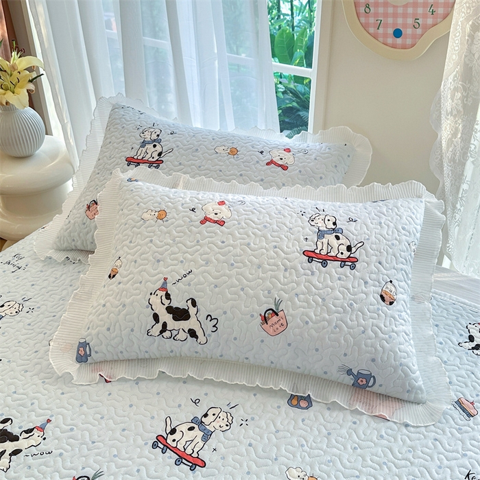 91家纺网 家纺一手货源 找家纺 岚吉 2025新款精梳棉珍珠棉小仙女款床盖三件套 萌宠乐园