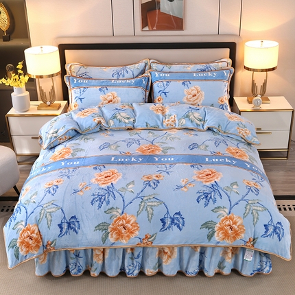 91家纺网 家纺一手货源 找家纺 （总）（买家秀 爆款不断货）A类母婴级牛奶绒四件套珊瑚绒四件套雪花绒四件套牛奶绒床裙四件套法莱绒床裙四件套