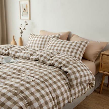 91家纺网 家纺一手货源 找家纺 （总）富瑞阁 2024新款全棉无印条格系列四件套