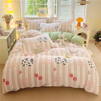 91家纺网 家纺一手货源 找家纺 （总）佰亿莱 2025新款5D雕花雪花绒四件套