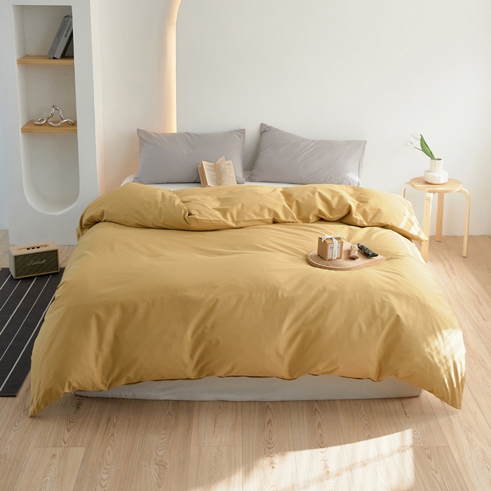 91家纺网 家纺一手货源 找家纺 2025春夏新款40支纯色彩虹糖单品系列单品被套 彩虹-姜黄