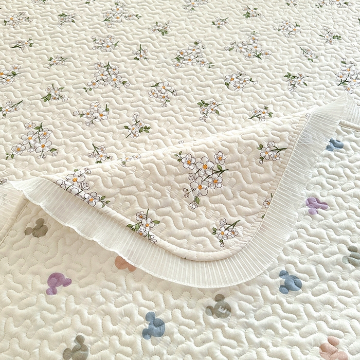 91家纺网 家纺一手货源 找家纺 岚吉 2025新款精梳棉珍珠棉小仙女款床盖三件套 清新花蕊