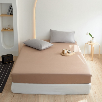 91家纺网 家纺一手货源 找家纺 2025春夏新款40支纯色彩虹糖系列单品床笠 彩虹-咖