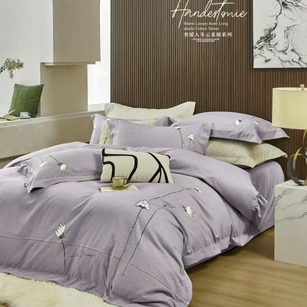 玖玖爱家纺 2025新款云柔棉超柔磨毛四件套-朵瑞亚 朵瑞亚紫灰色
