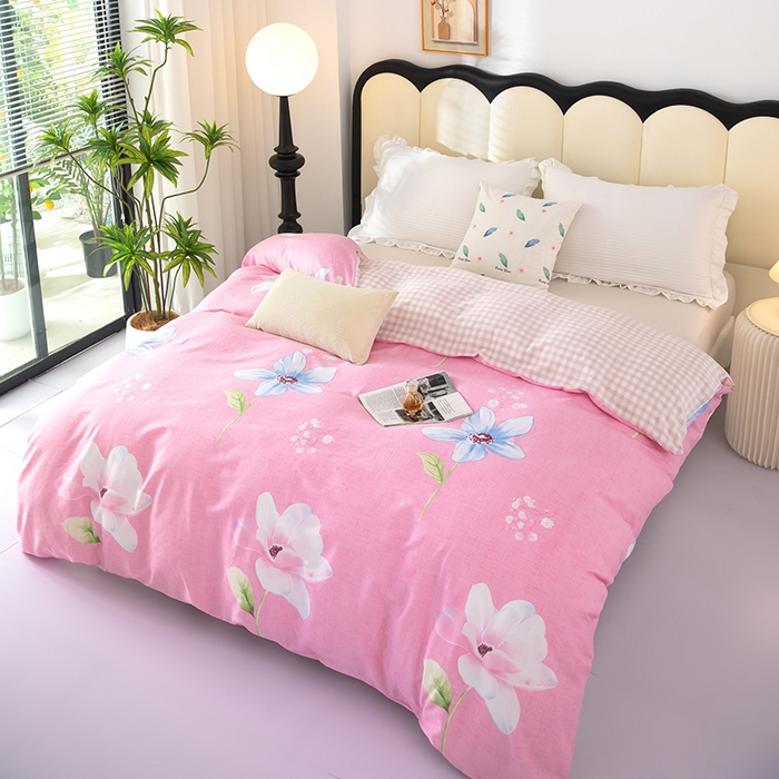 91家纺网 家纺一手货源 找家纺 2025新款纯棉加牛奶绒被套 空谷幽兰