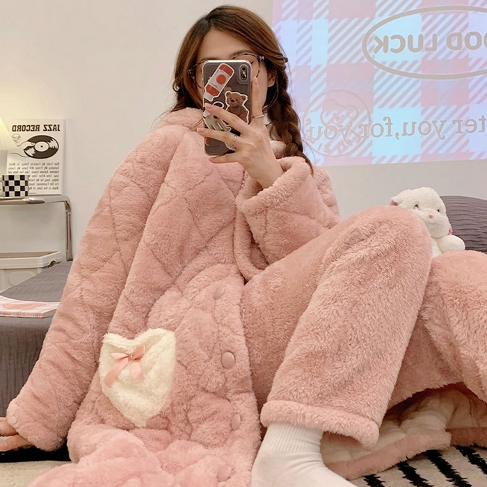 91家纺网 家纺一手货源 找家纺 （总）妍景 2025新款夹棉 睡袍+法兰绒裤子