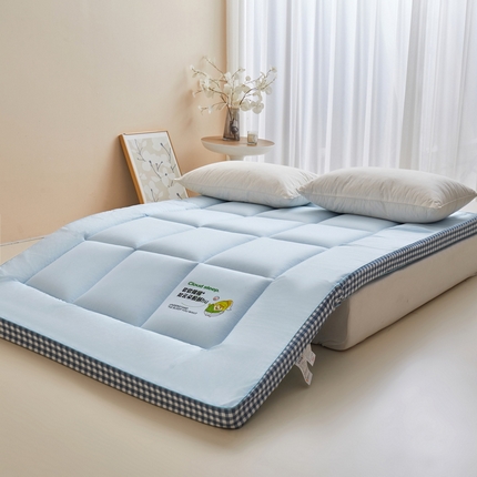 （买家秀爆款花型不断货）A类母婴级水洗棉床垫子羽丝棉床垫子水洗棉床护垫子水洗棉床垫褥子学生宿舍床垫子 云朵-天空蓝