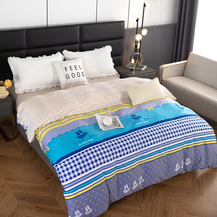 91家纺网 家纺一手货源 找家纺 2025新款纯棉加牛奶绒被套 扬帆起航