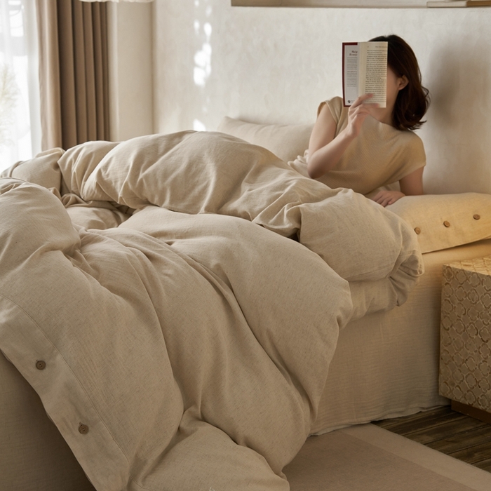 91家纺网 家纺一手货源 找家纺 安莱生活 2025新款人字纹三款工艺款四件套 人字纹纽扣款