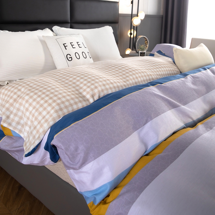 91家纺网 家纺一手货源 找家纺 2025新款纯棉加牛奶绒被套 维纳之恋